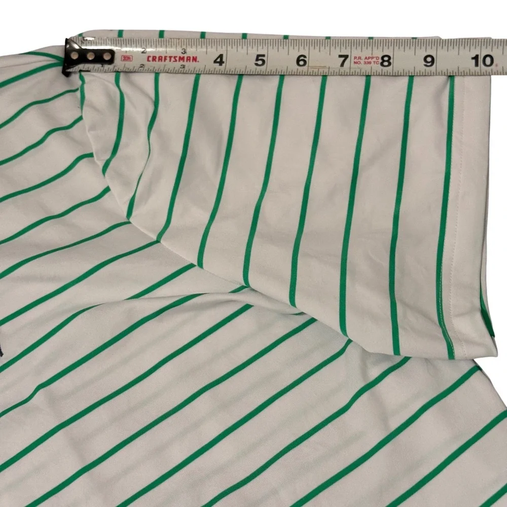 Polo Ralph Lauren Performance Men XL White Green Striped Short Sleeve Polo Shirt